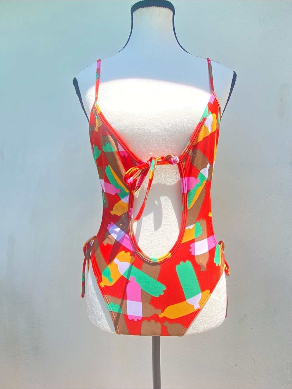 Vivre Orange Multicolor Recyclables Monokini Swimsuit Size Medium
